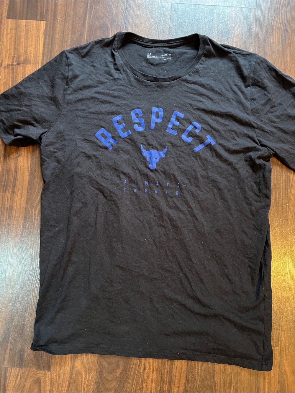 Under Armour Black Short Sleeve Tee with Blue "RESPECT" Graphic